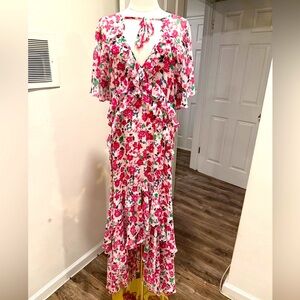 MISA Los Angeles Floral Ruffle Maxi Dress – Size M 🌸✨